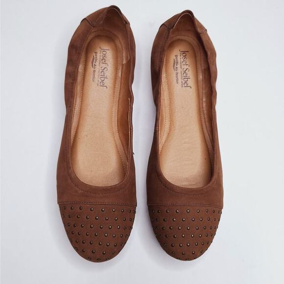 Josef Seibel Pippa 43 Ballet Flats EU 42 US 11 Suede Leather Studded Chestnut - Picture 3 of 12